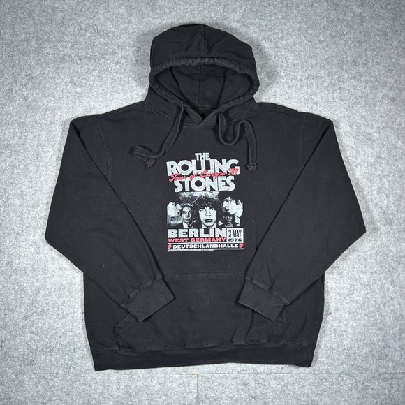 the Rolling Stones Other - The‎ Rolling Stones Hoodie Mens Large Black Tour of Europe 76 Berlin Rock Band
